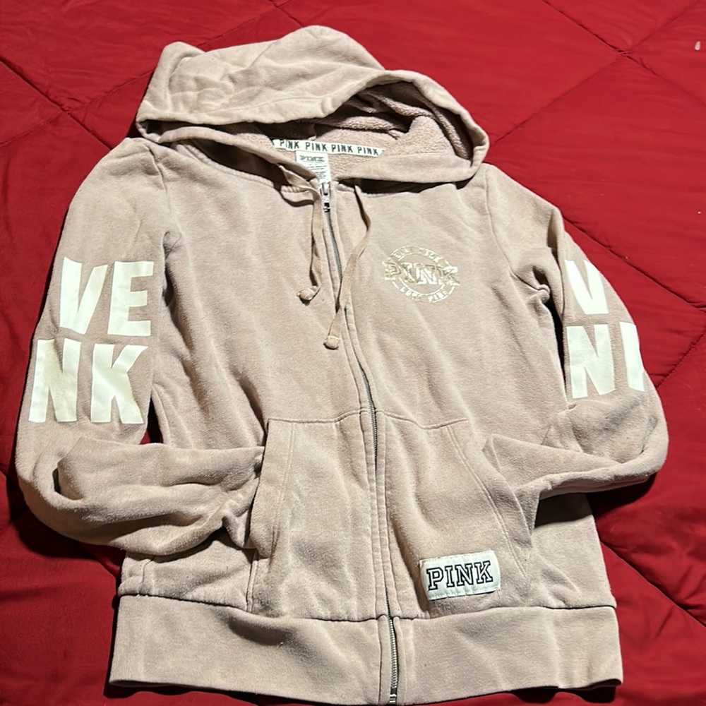 Pink zip up hoodie size S